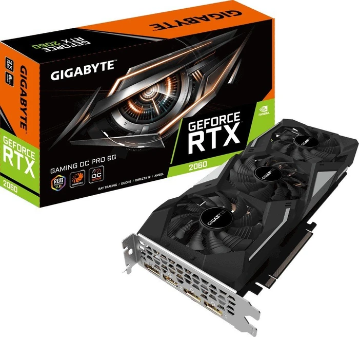 GIGABYTE GeForce RTX 2060 Gaming OC Pro 6G (Rev. 2.0), 6GB GDDR6, HDMI, 3x DP