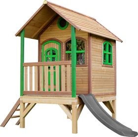 Axi Spielhaus Tom braun/grün mit Rutsche grau