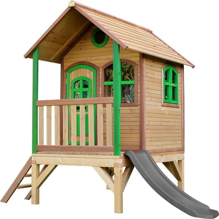 Axi Spielhaus Tom braun/grün mit Rutsche grau