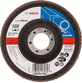 Bosch Professional X551 Expert for Metal Fächerschleifscheibe gewinkelt K120, 115x22.23mm, 1 Stück