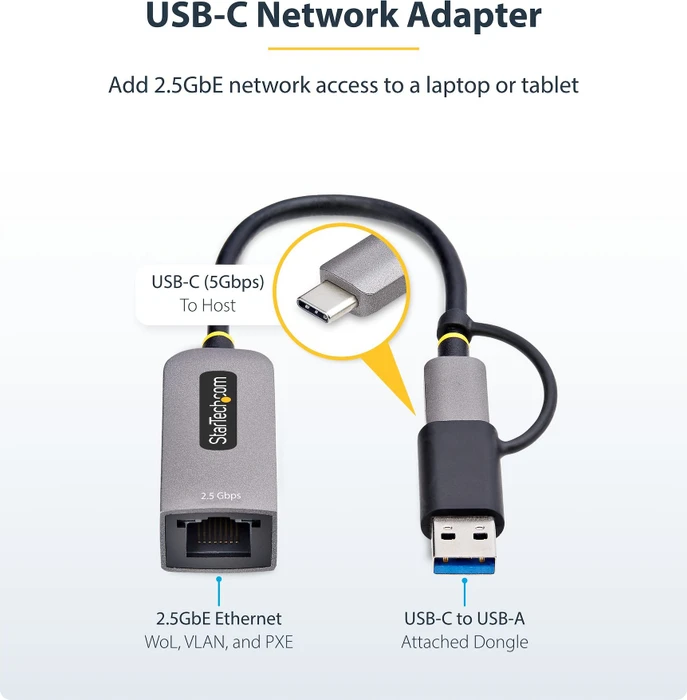 StarTech 2.5G LAN-Adapter, RJ-45, USB-C 3.0/USB-A 3.0 [Stecker]
