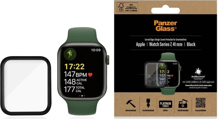 PanzerGlass Displayschutz für Apple Watch (41mm) schwarz