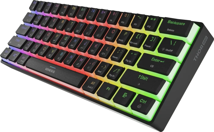 Genesis Thor 660 G2 Wireless, PBT, schwarz, LEDs RGB, Gateron BROWN, USB/Bluetooth, US