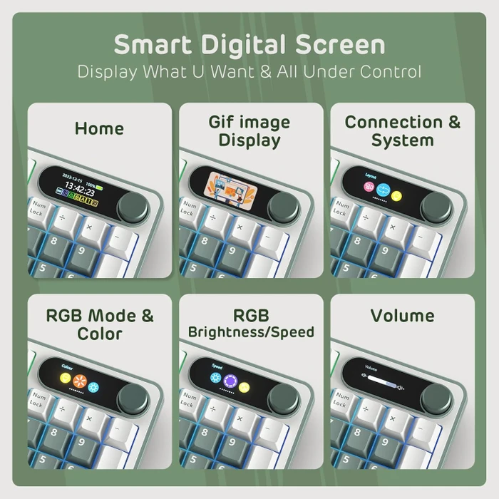 RK Royal Kludge S98, Clay Green, 96%, hot-swap, RK Linear Cream, USB/Bluetooth, US