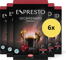 K-Fee Espresto Decaffeinato Espresso Kaffeekapseln, 96 Stück (6x 16 Stück)