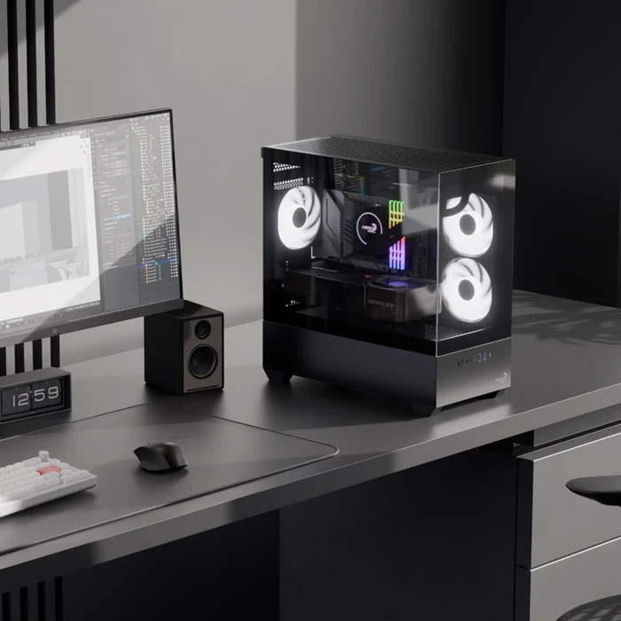 AeroCool P300D Black, Glasfenster