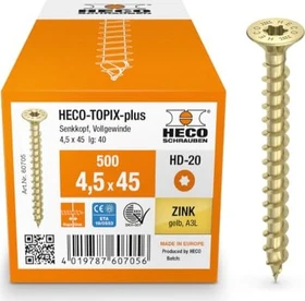 HECO TOPIX-plus verzinkt gelb A3L Torx T20 Holzschraube, 4.5x45mm, 500 Stück