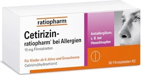 Cetirizin-ratiopharm bei Allergien 10mg Filmtabletten, 50 Stück