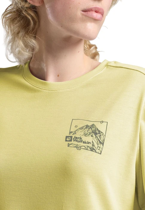 Jack Wolfskin Vonnan Graphic Funktionsshirt kurzarm ridge leaf lemon ice (Damen)