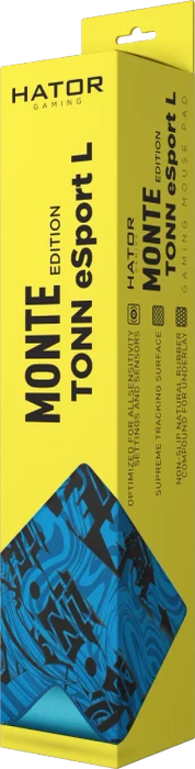 Hator Tonn eSport L Monte Edition Gaming Mousepad, 500x420mm, Motiv blau/schwarz