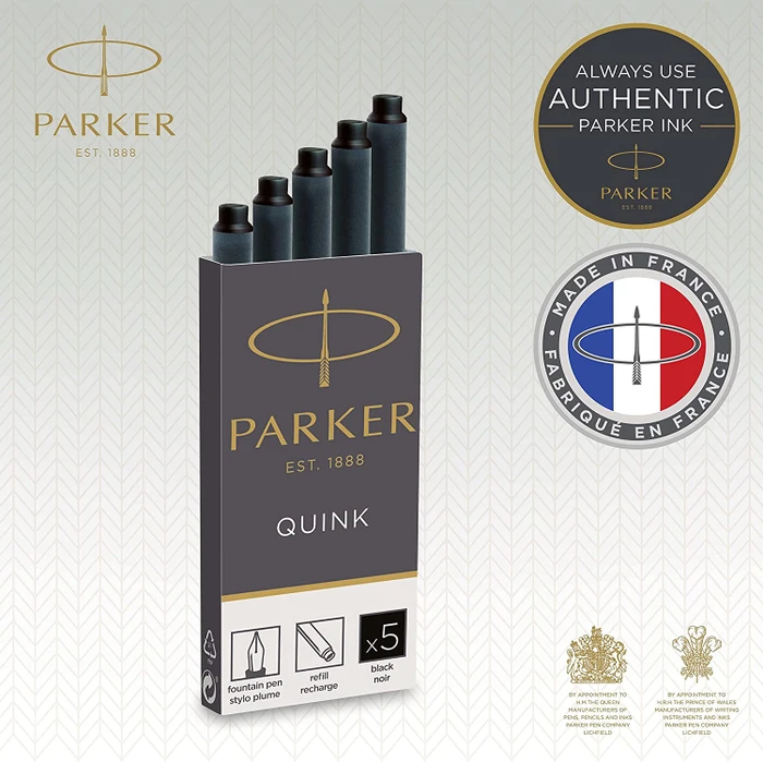 Parker Quink Großraum-Tintenpatrone schwarz, 5er-Pack, Blister