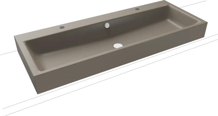 Kaldewei Puro Aufsatz-Doppelwaschtisch 120x46cm mit Überlauf, 2x1 Hahnlochbohrung, Perl-Effekt, warm grey 60