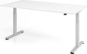 Hammerbacher Ergonomic Aktiv XMST2E/W/S elektrisch höhenverstellbarer Sitz-Steh-Schreibtisch 200x100cm weiß/silber
