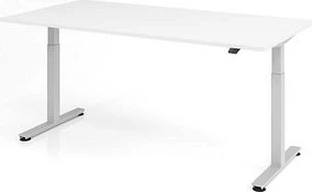 Hammerbacher Ergonomic Aktiv XMST2E/W/S elektrisch höhenverstellbarer Sitz-Steh-Schreibtisch 200x100cm weiß/silber