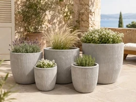 Gartengees Eggpot Blumentopf L 45cm sand