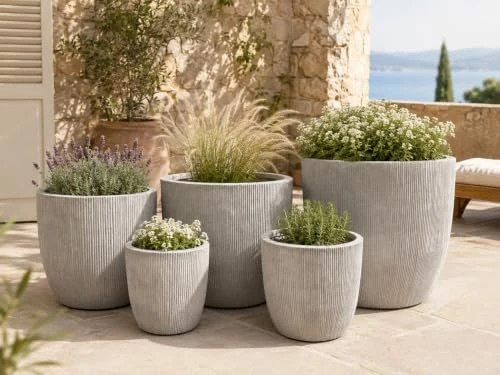 Gartengees Eggpot Blumentopf L 45cm sand