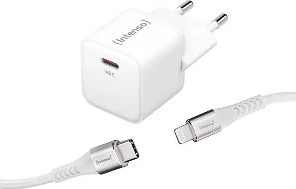 Intenso Power Adapter W30C GaN + C315L Lightning-Kabel weiß