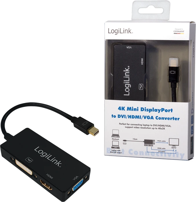 LogiLink 4K Mini DisplayPort auf HDMI/DVI/VGA Adapter