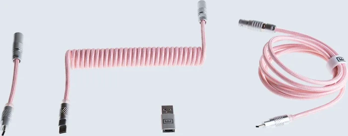 Wooting Premium Cable Set, USB-C/USB-A, Tastaturkabel (Spiral-Textilkabel), Blossom Pink