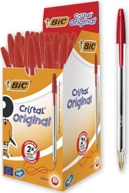BIC Cristal Original medium Kugelschreiber rot/transparent, 50er-Pack