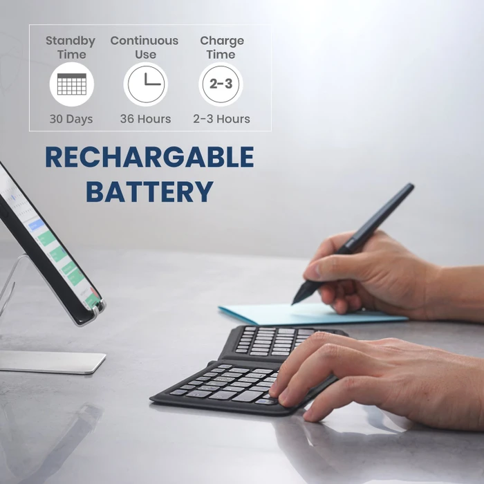 Perixx Periboard-805 ERGO faltbare-Tastatur, schwarz, Bluetooth, US