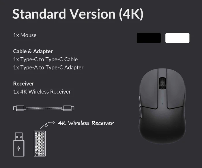 Keychron M4 4K Wireless Mouse schwarz, USB/Bluetooth
