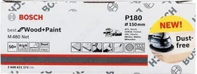 Bosch Professional M480 Best for Wood and Paint Gewebeschleifblatt K180, 150mm, 50 Stück