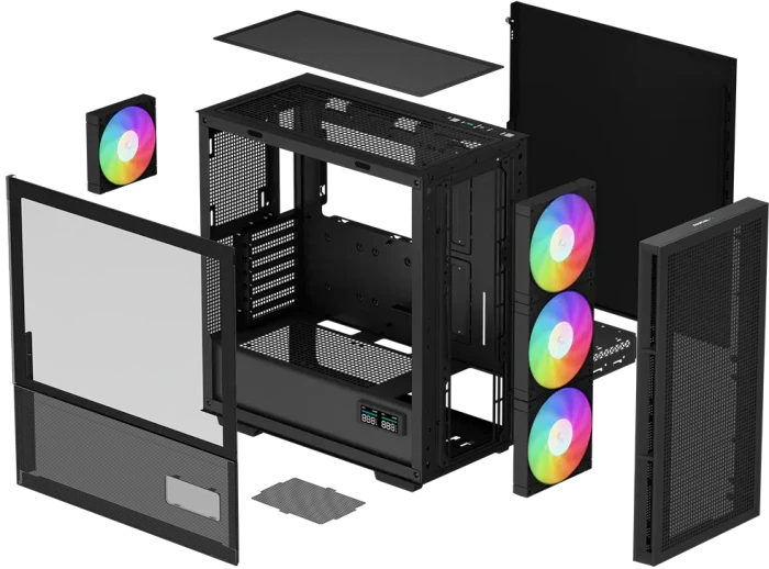 DeepCool CH560 Digital, schwarz, Glasfenster