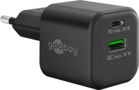 Wentronic Goobay USB-C PD GaN Dual-Schnellladegerät Nano 20W schwarz