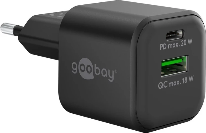 Wentronic USB-C PD GaN Dual-Schnellladegerät Nano 20W