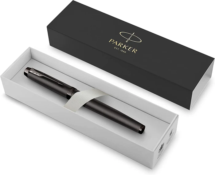 Parker IM Monochrome grau, rechte Hand, mittel, Geschenkbox