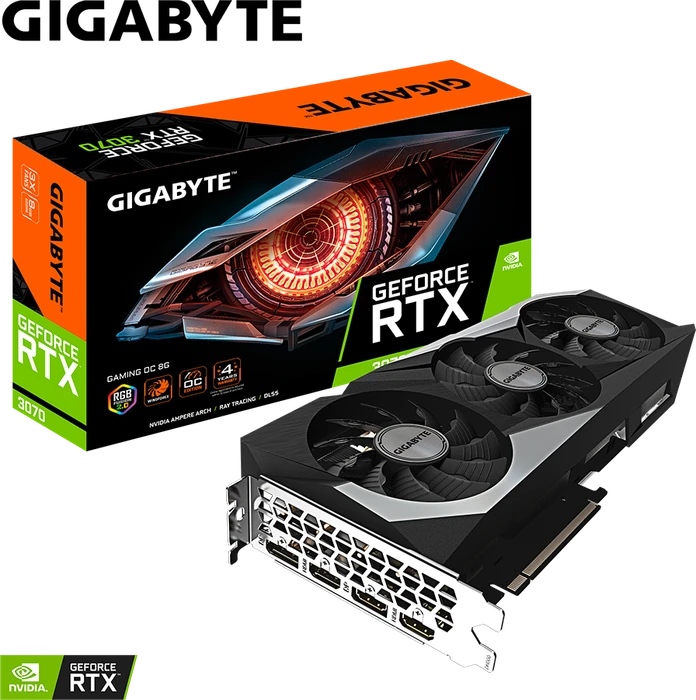 GIGABYTE GeForce RTX 3070 Gaming OC 8G (Rev. 2.0) (LHR), 8GB GDDR6, 2x HDMI, 2x DP