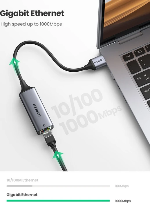 Ugreen Gigabit Ethernet Network Adapter LAN-Adapter, USB-A 3.0 [Stecker]
