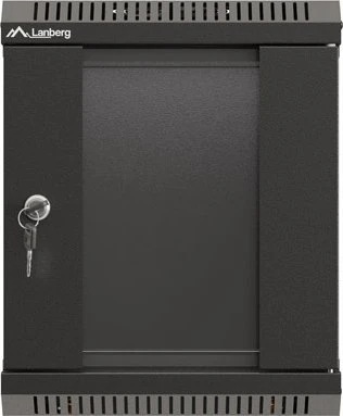 Lanberg WF11 Series 10" Rack Wandschrank 6HE, hängend, Flatpack, Glastür, IP20, RAL 9004, 300mm tief