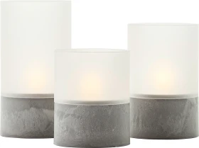 Brilliant Bougie LED-Tischleuchte grau/weiß matt, 3 Stück