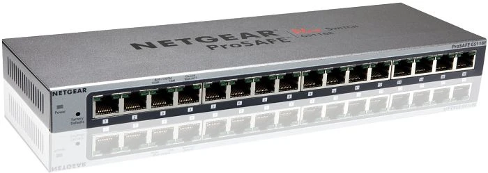 Netgear ProSAFE Plus GS116 Desktop Gigabit Smart Switch, 16x RJ-45