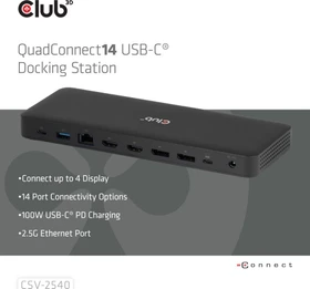 Club 3D 14-in-1 Quad-Display-Dockingstation, USB-C 3.1 [Buchse] (CSV-2540)