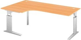 Hammerbacher Ergonomic Plus U-Serie US82/6/W Eckschreibtisch 200x120cm Buche/weiß
