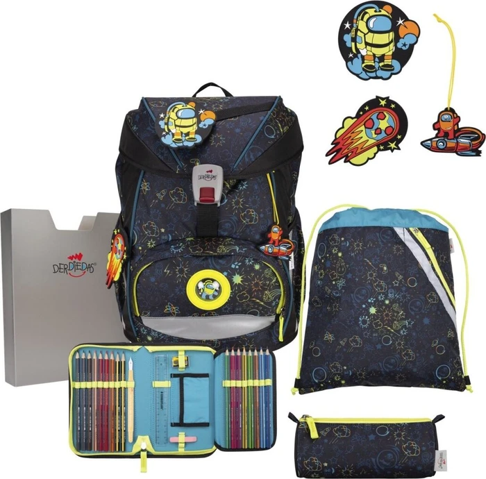 DerDieDas ErgoFlex Exklusiv LED Crazy Schulrucksack-Set, 5-tlg.