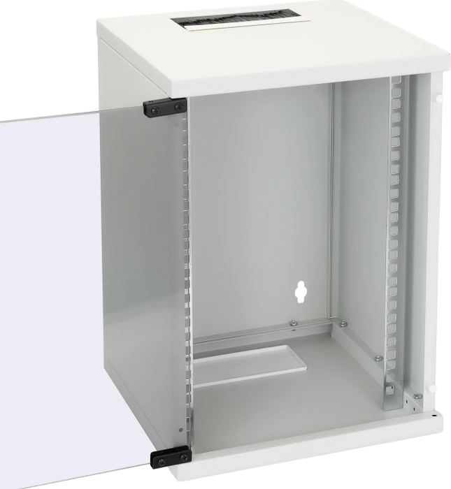 HMF Serverschrank 10", HMF 63400 9HE, Sicherheitsglastür, IP2X, grau, 300mm tief