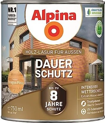 Alpina Farben Dauer-Schutz Holz-Lasur außen Holzschutzmittel, 750ml