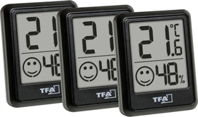 TFA Dostmann Thermo-Hygrometer schwarz, digital, 3 Stück