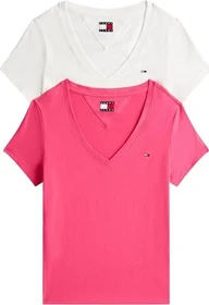 Tommy Hilfiger V-Neck 2er-Pack T-Shirt kurzarm ecru/jewel pink (Herren)