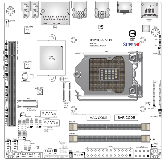 Supermicro X12SCV-LVDS, bulk (Intel 1200)