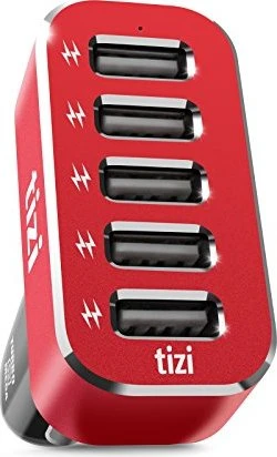 Equinux tizi Turbolader 5x Mega Kfz-Ladegerät rot