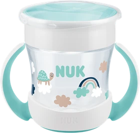 NUK Mini Magic Cup Trinkbecher mit Trinkrand und Deckel, 6+M, 160ml, mint