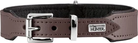 Hunter Basic Hundehalsband, beschichtetes Spaltleder, Kunstleder, schlicht, robust, 42 S-M, schwarz/braun