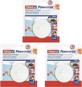 tesa Powerstrips Deckenhaken rund weiß, 3 Stück