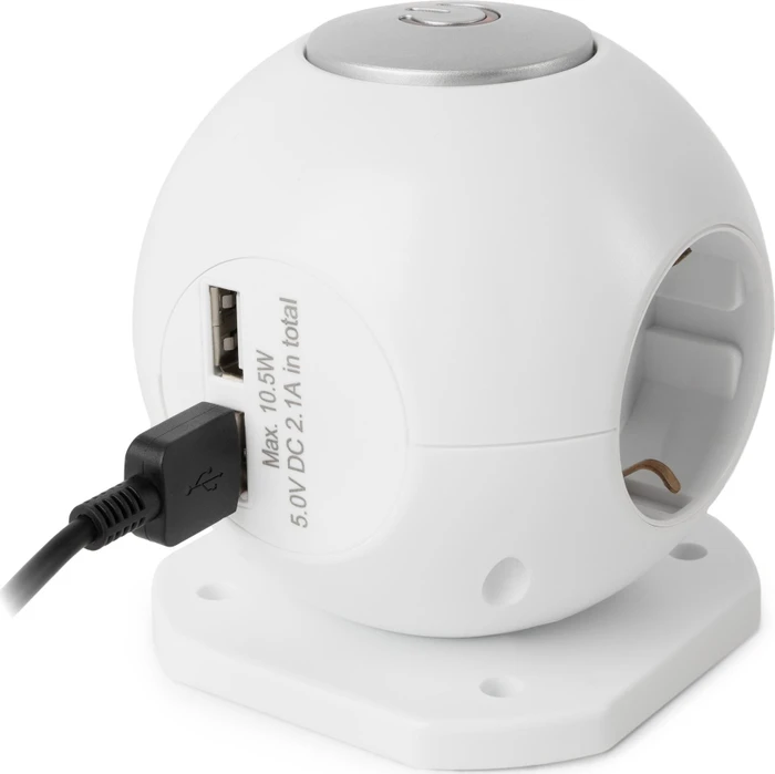 Entac Power Ball, 3-fach, 2x USB-A, 1.5m, weiß