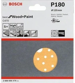 Bosch Professional C470 Best for Wood and Paint Schleifblatt K180, 125mm, 5 Stück